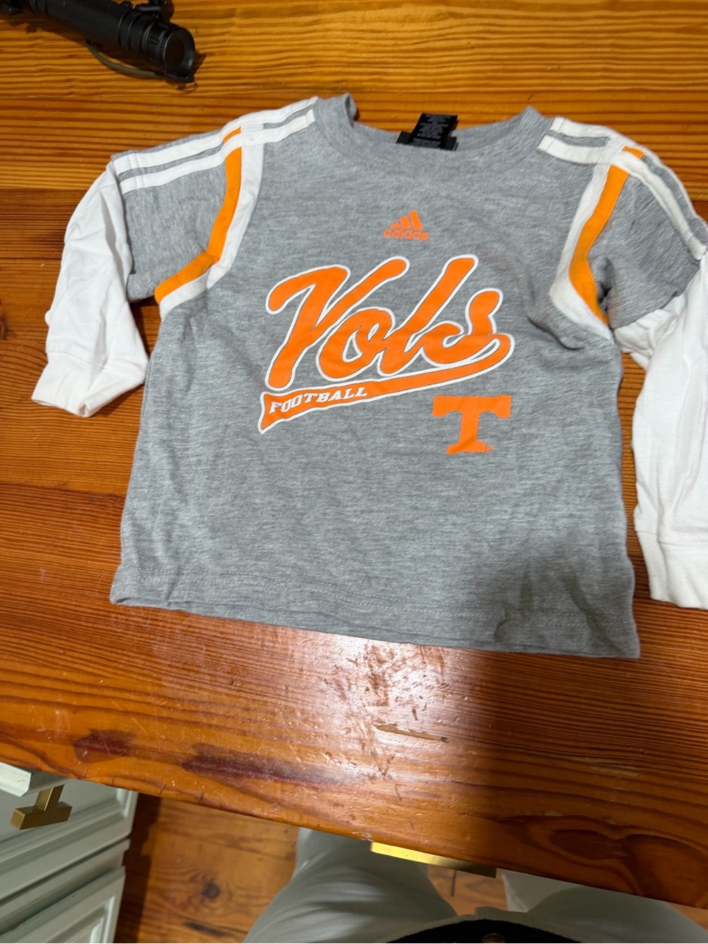 adidas Gray, White & Orange "Vols" Layered-Look Long Sleeve Tee
